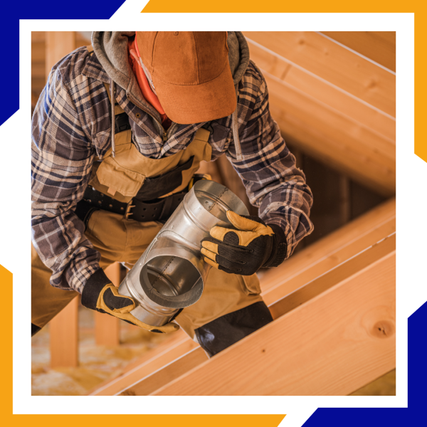 man installing air duct